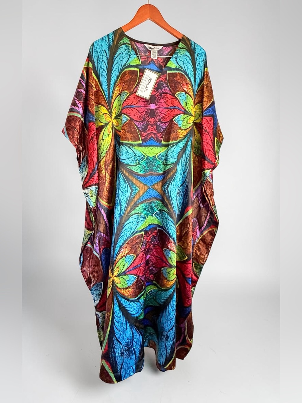 Winlar Colorful Abstract Kaftan Caftan Cover Up Boho Resort NWT Large XL